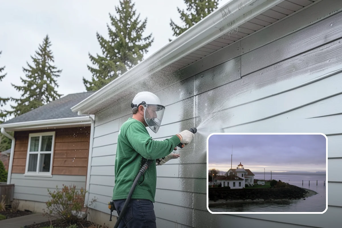 Pavilion Cleaning in Mukilteo, Snohomish County, WA - Clears algae streaking from broad pavilion roofs