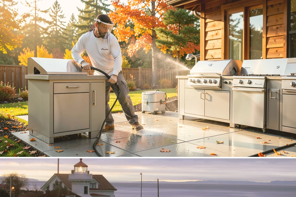 Pavilion Cleaning in Mukilteo, Snohomish County, WA - Summer scheduling keeps the large surfaces dry between the cleaning and any evening use, which suits these broad structures best.