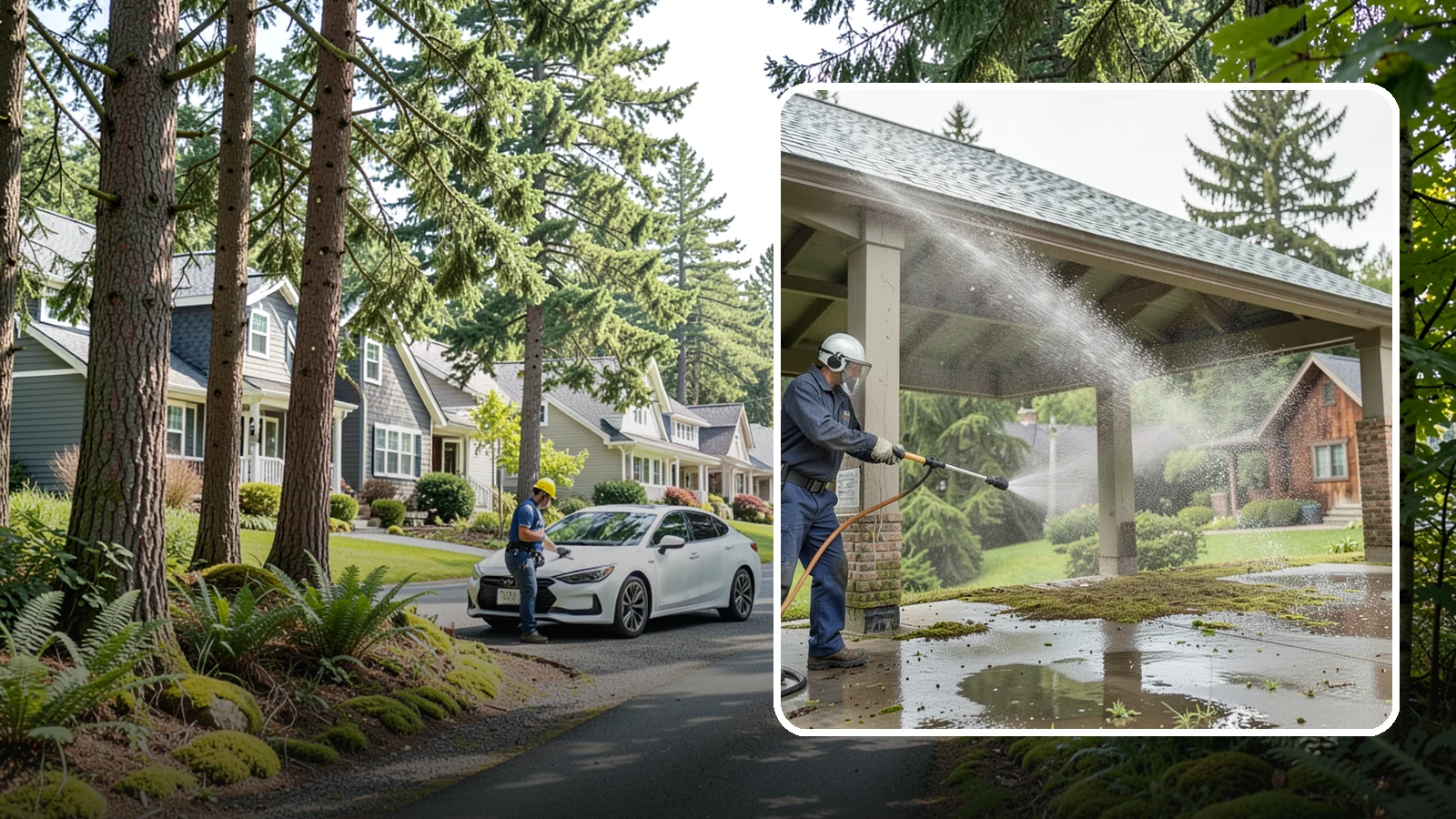 Pavilion Cleaning in Normandy Park, King County, WA - Clean large pavilion structures and their roofs to remove the algae and debris common on wide, shaded Northwest builds.