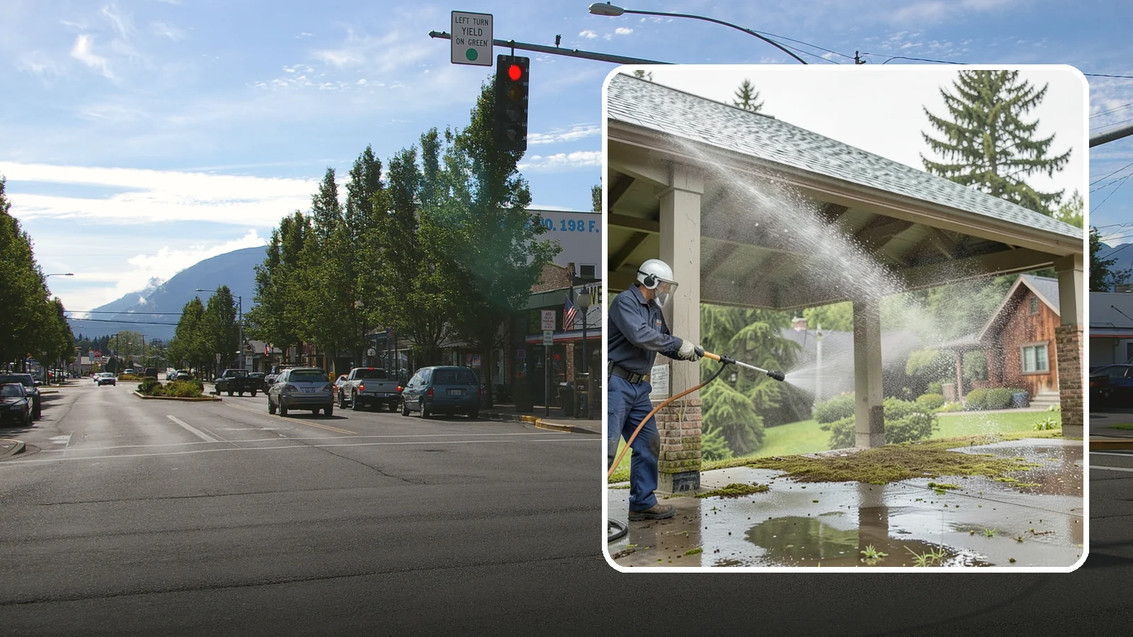 Pavilion Cleaning in North Bend, King County, WA - Clean large pavilion structures and their roofs to remove the algae and debris common on wide, shaded Northwest builds.