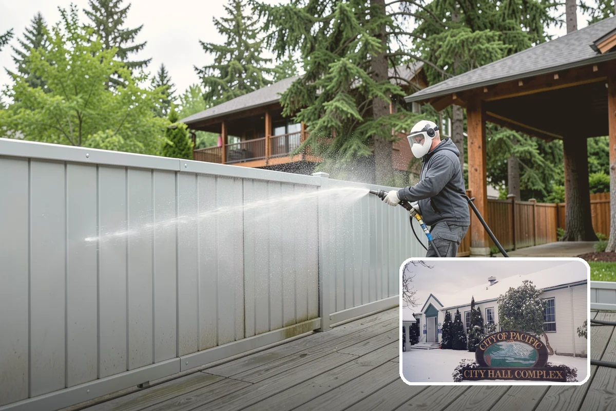 Pavilion Cleaning in Pacific, King County, WA - Clears algae streaking from broad pavilion roofs