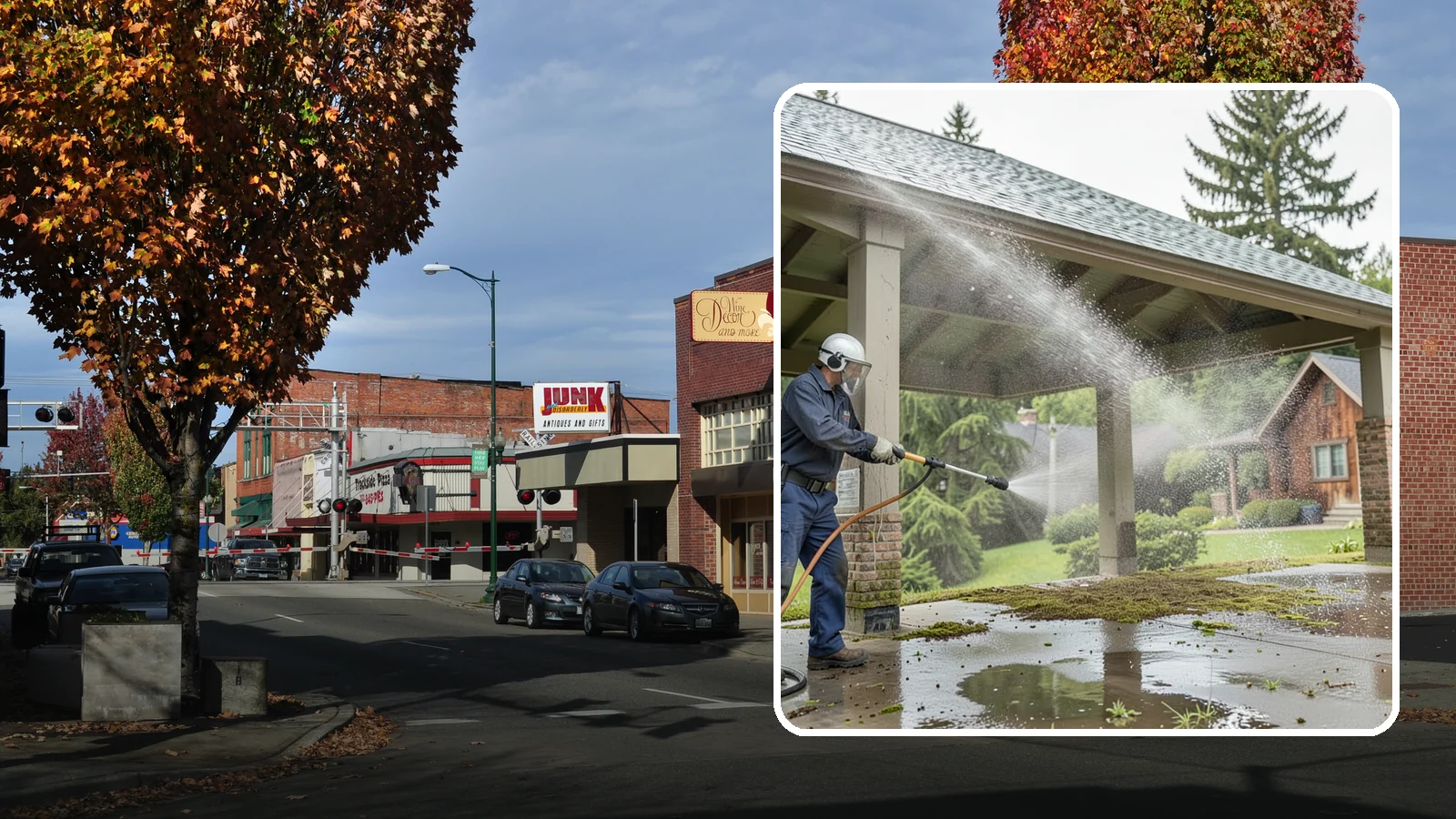 Pavilion Cleaning in Puyallup, Pierce County, WA - Clean large pavilion structures and their roofs to remove the algae and debris common on wide, shaded Northwest builds.