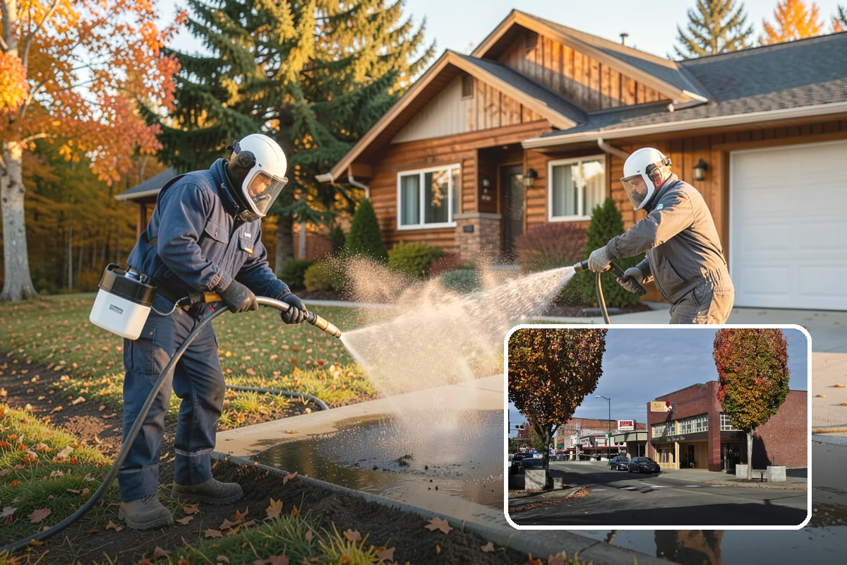 Pavilion Cleaning in Puyallup, Pierce County, WA - Clears algae streaking from broad pavilion roofs