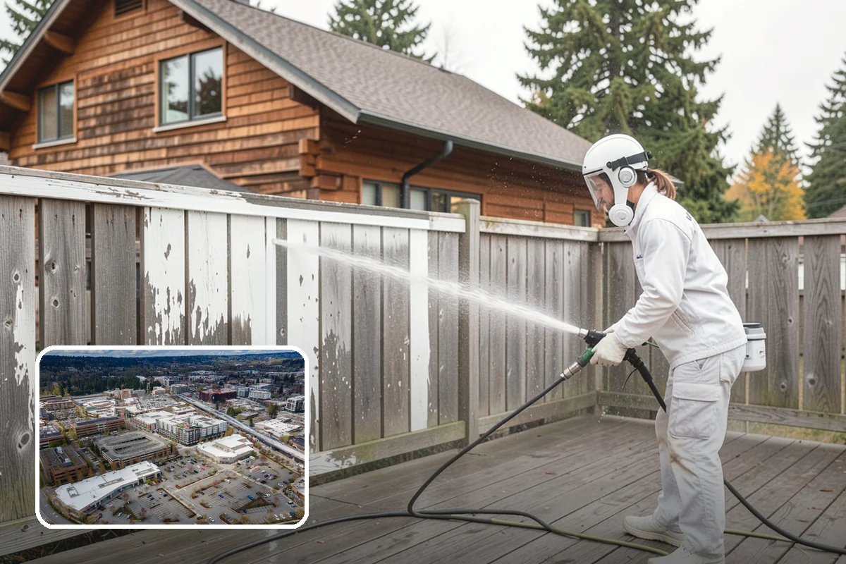 Pavilion Cleaning in Redmond, King County, WA - Clears algae streaking from broad pavilion roofs