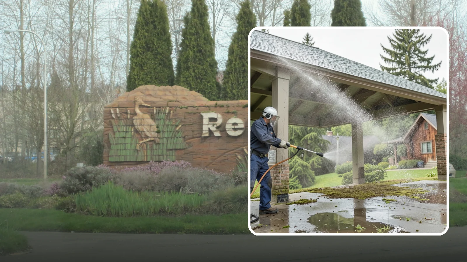 Pavilion Cleaning in Renton, King County, WA - Clean large pavilion structures and their roofs to remove the algae and debris common on wide, shaded Northwest builds.