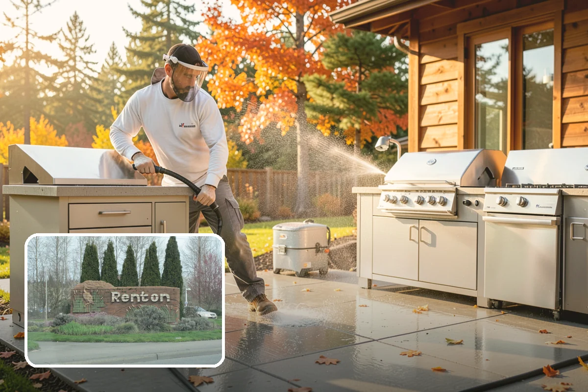 Pavilion Cleaning in Renton, King County, WA - Clears algae streaking from broad pavilion roofs