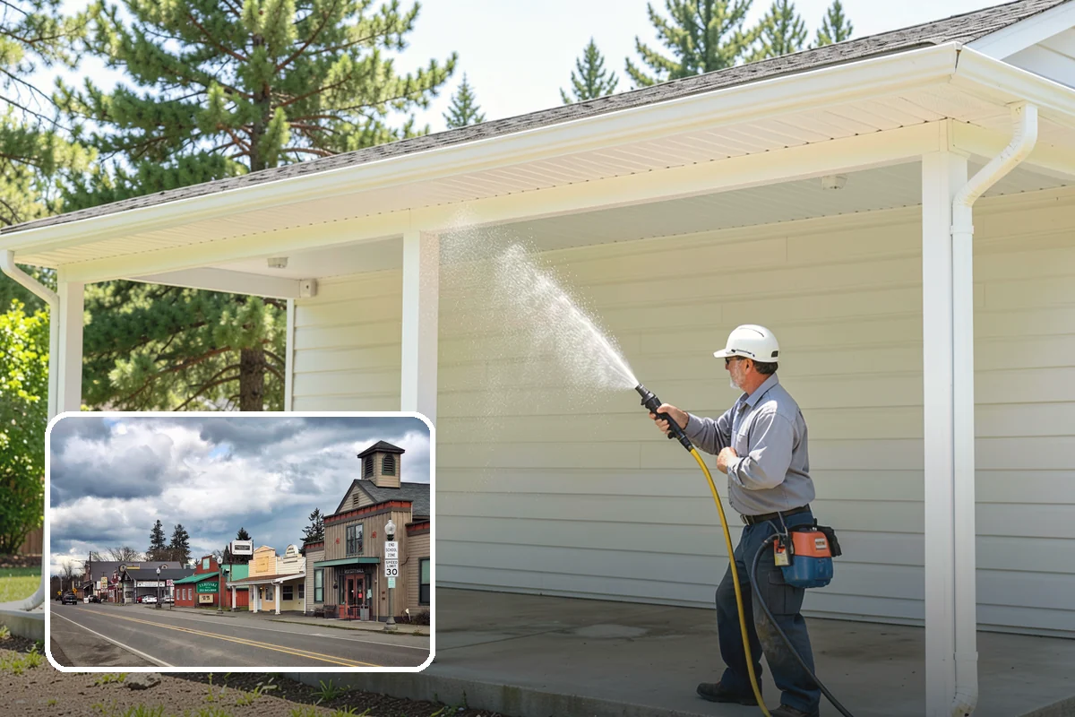 Pavilion Cleaning in Roy, Pierce County, WA - Clears algae streaking from broad pavilion roofs
