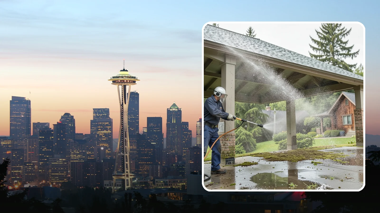 Pavilion Cleaning in Seattle, King County, WA - Clean large pavilion structures and their roofs to remove the algae and debris common on wide, shaded Northwest builds.