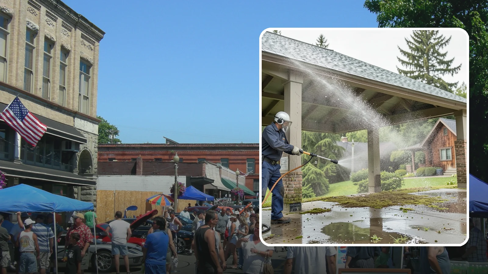 Pavilion Cleaning in Snohomish, Snohomish County, WA - Clean large pavilion structures and their roofs to remove the algae and debris common on wide, shaded Northwest builds.