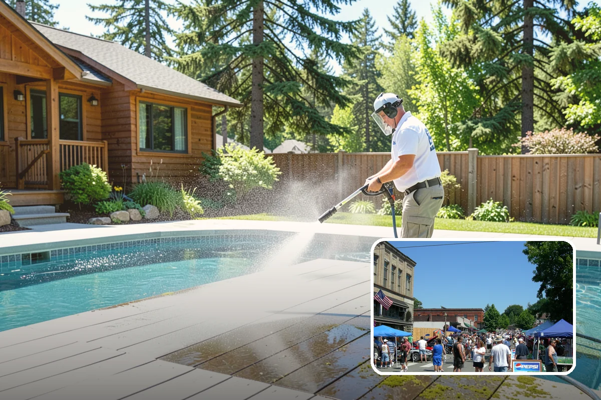 Pavilion Cleaning in Snohomish, Snohomish County, WA - Clears algae streaking from broad pavilion roofs