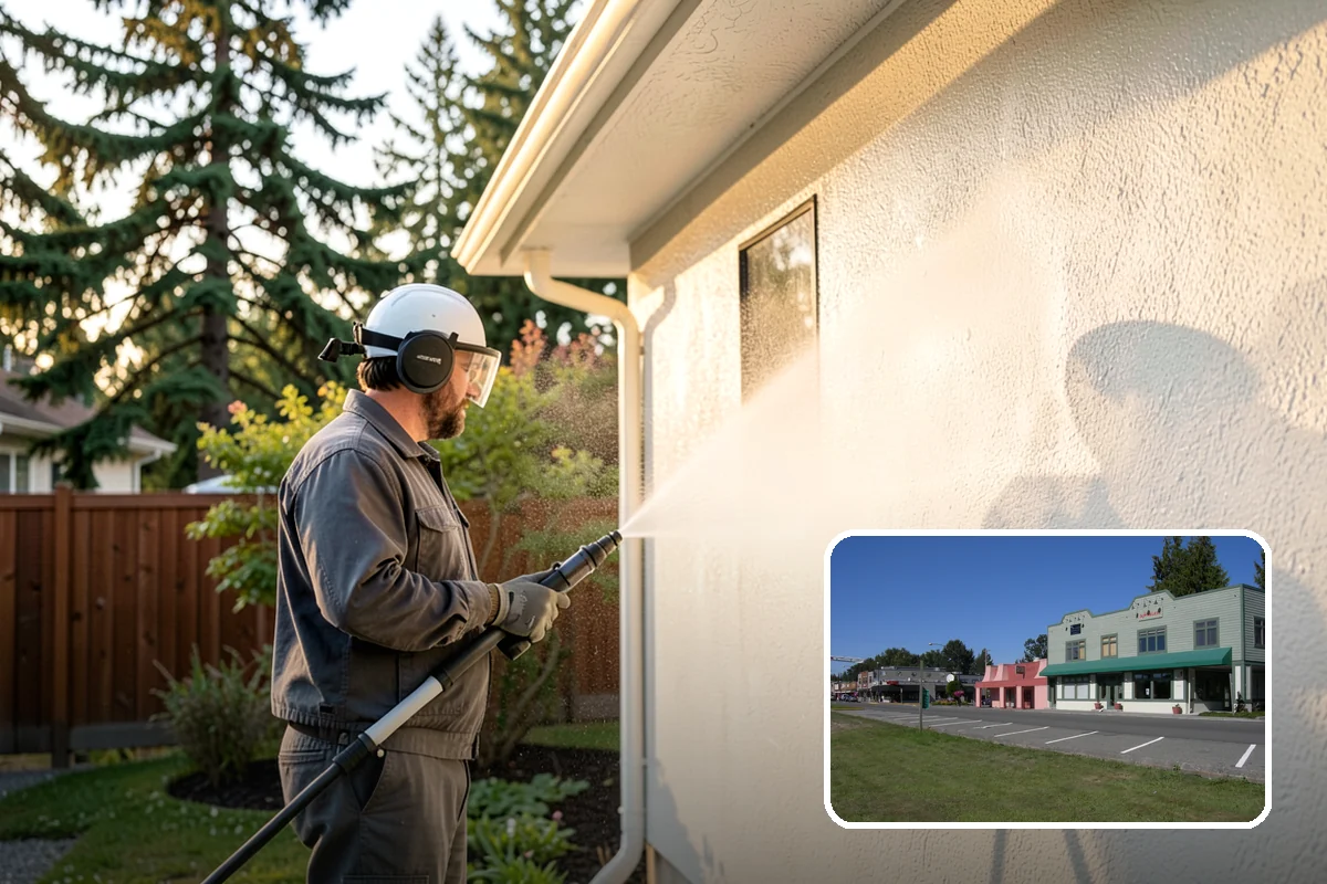 Pavilion Cleaning in Snoqualmie, King County, WA - Clears algae streaking from broad pavilion roofs