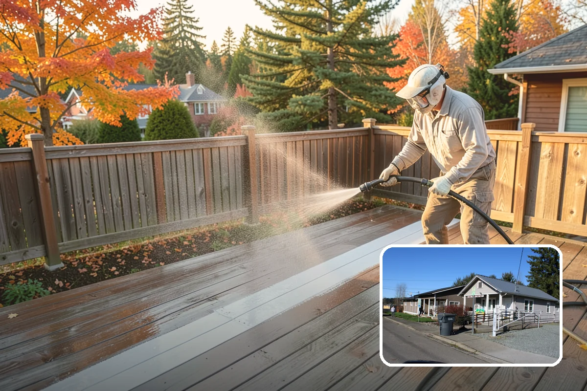 Pavilion Cleaning in South Prairie, Pierce County, WA - Clears algae streaking from broad pavilion roofs