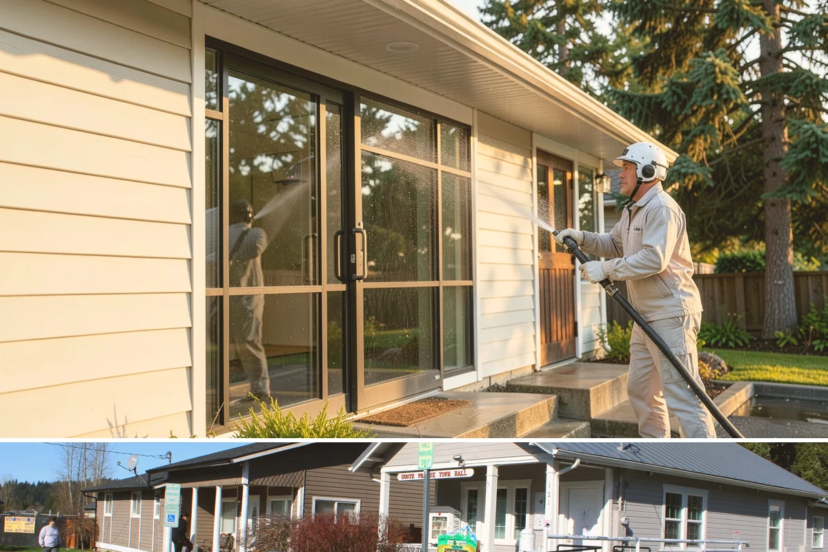 Pavilion Cleaning in South Prairie, Pierce County, WA - Summer scheduling keeps the large surfaces dry between the cleaning and any evening use, which suits these broad structures best.
