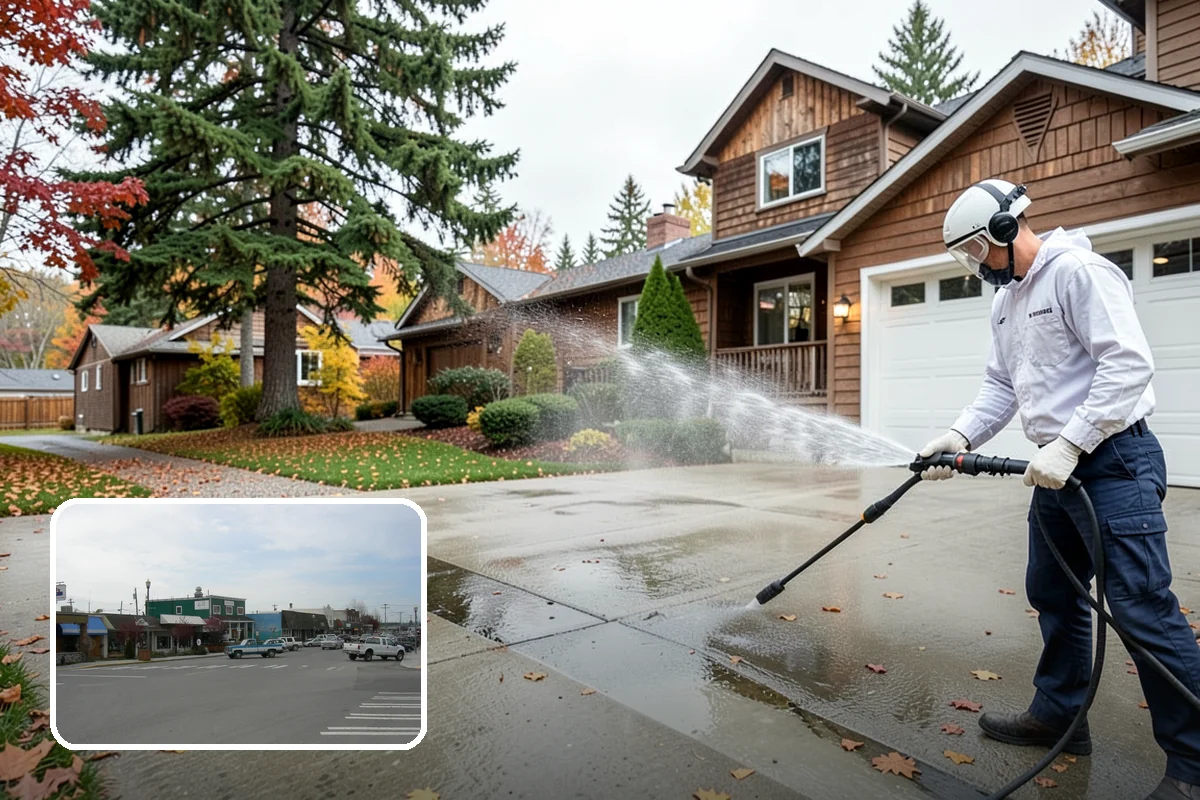 Pavilion Cleaning in Stanwood, Snohomish County, WA - Clears algae streaking from broad pavilion roofs