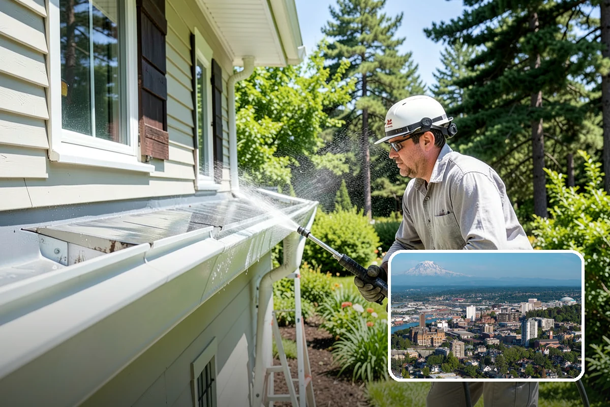 Pavilion Cleaning in Tacoma, Pierce County, WA - Clears algae streaking from broad pavilion roofs