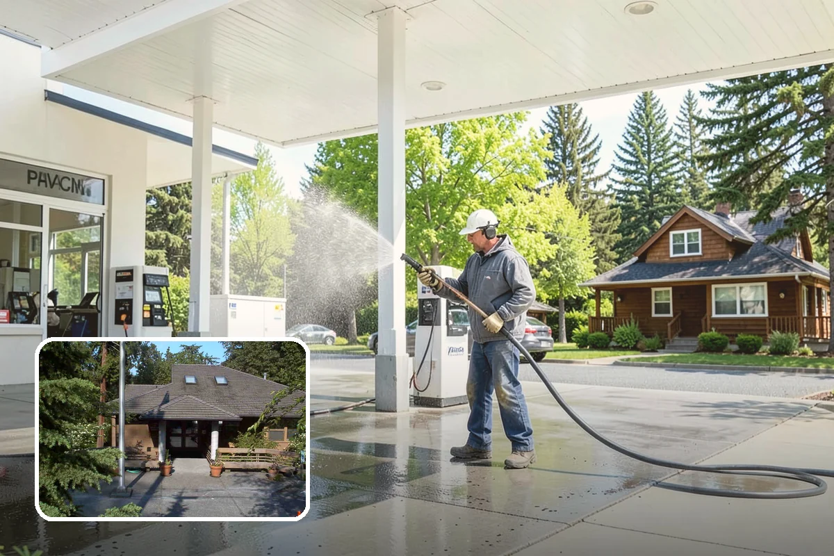 Pavilion Cleaning in Yarrow Point, King County, WA - Clears algae streaking from broad pavilion roofs