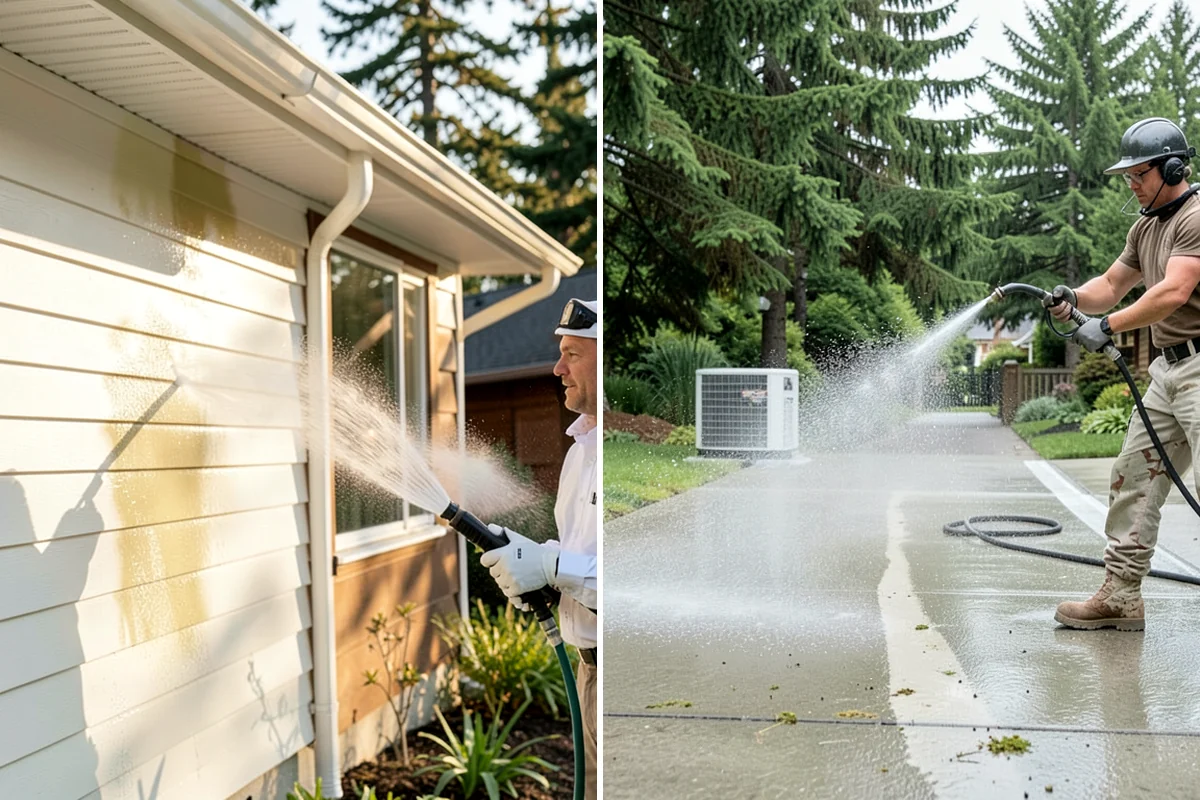 Pergola Cleaning in Arlington, Snohomish County, WA - Clear loose debris from the top slats and joints