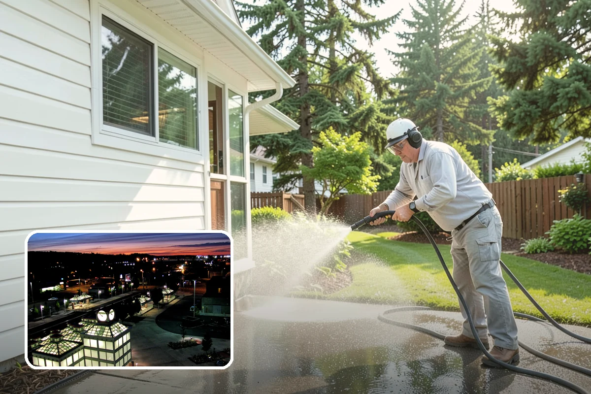 Pergola Cleaning in Auburn, King County, WA - Clears mildew and moss from shaded overhead beams