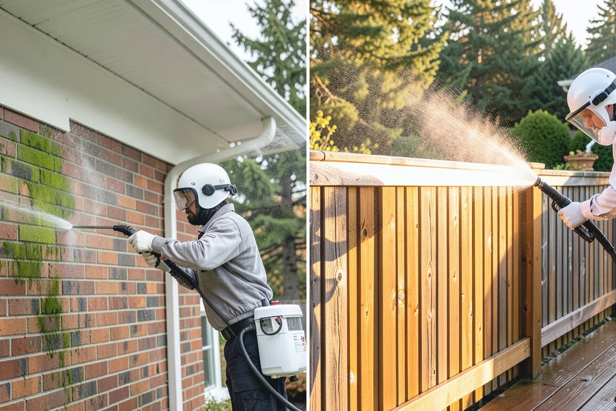 Pergola Cleaning in Auburn, King County, WA - Clear loose debris from the top slats and joints