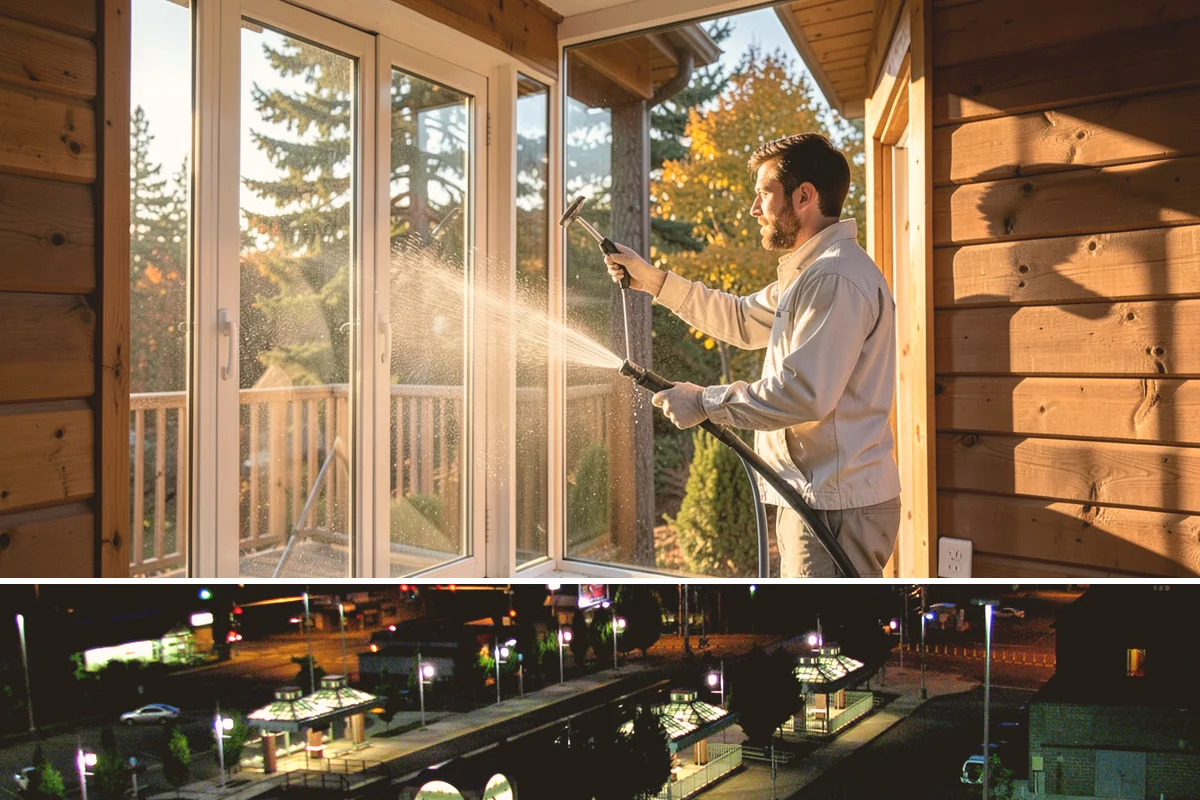 Pergola Cleaning in Auburn, King County, WA - Late spring cleans off the winter's mildew and needle buildup so the pergola is ready for the outdoor season.
