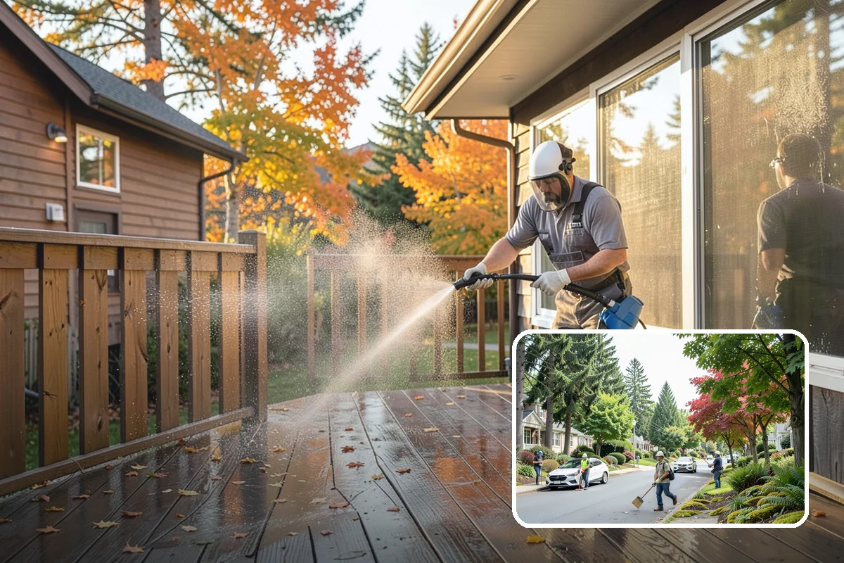 Pergola Cleaning in Beaux Arts Village, King County, WA - Clears mildew and moss from shaded overhead beams