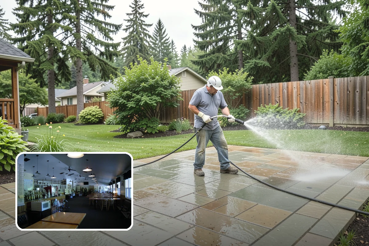 Pergola Cleaning in Black Diamond, King County, WA - Clears mildew and moss from shaded overhead beams