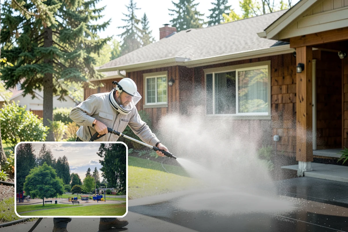 Pergola Cleaning in Bonney Lake, Pierce County, WA - Clears mildew and moss from shaded overhead beams