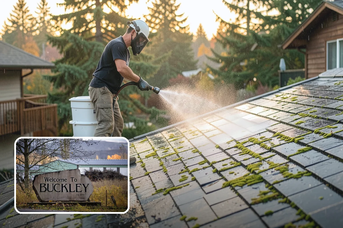 Pergola Cleaning in Buckley, Pierce County, WA - Clears mildew and moss from shaded overhead beams