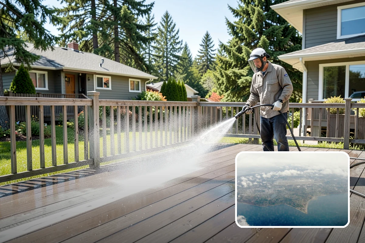 Pergola Cleaning in Burien, King County, WA - Clears mildew and moss from shaded overhead beams