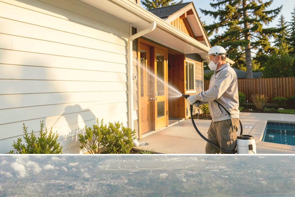 Pergola Cleaning in Burien, King County, WA - Late spring cleans off the winter's mildew and needle buildup so the pergola is ready for the outdoor season.