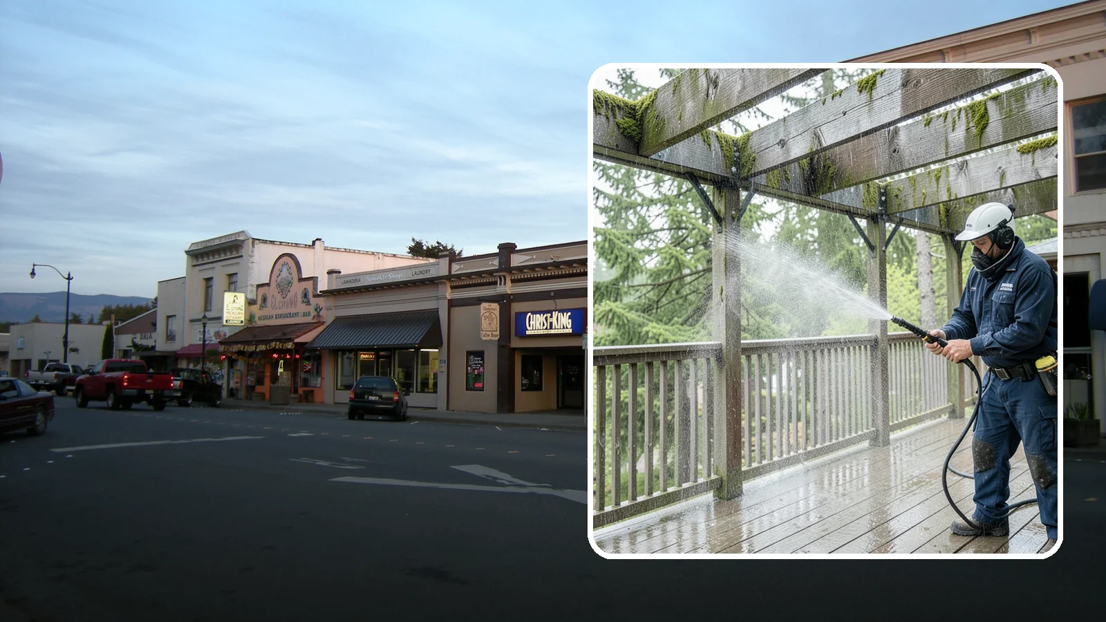 Pergola Cleaning in Burlington, Skagit County, WA - Clean wood, vinyl, and metal pergolas to clear the moss, mildew, and needle debris that gather on the overhead beams.