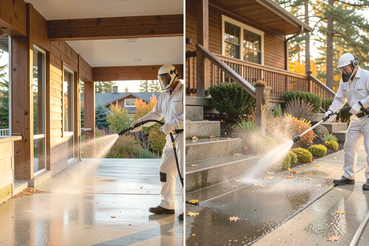 Pergola Cleaning in Burlington, Skagit County, WA - Clear loose debris from the top slats and joints