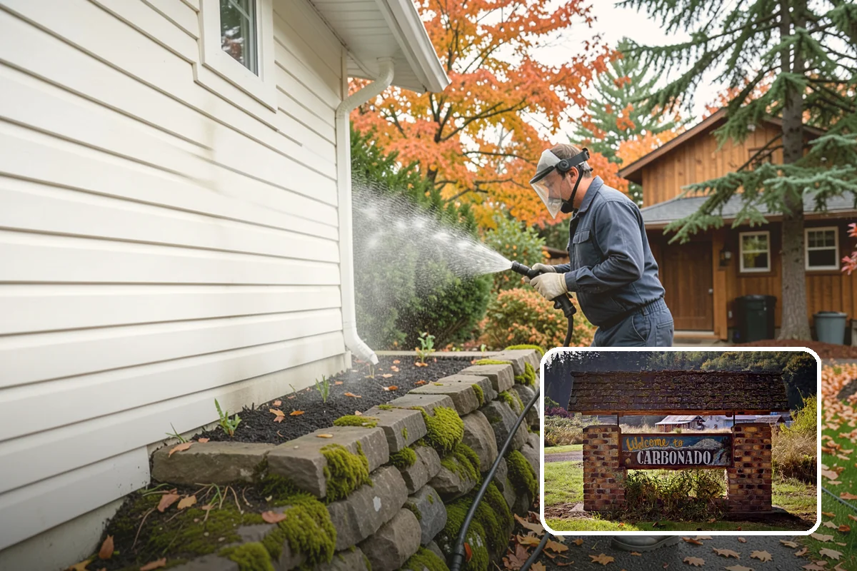 Pergola Cleaning in Carbonado, Pierce County, WA - Clears mildew and moss from shaded overhead beams