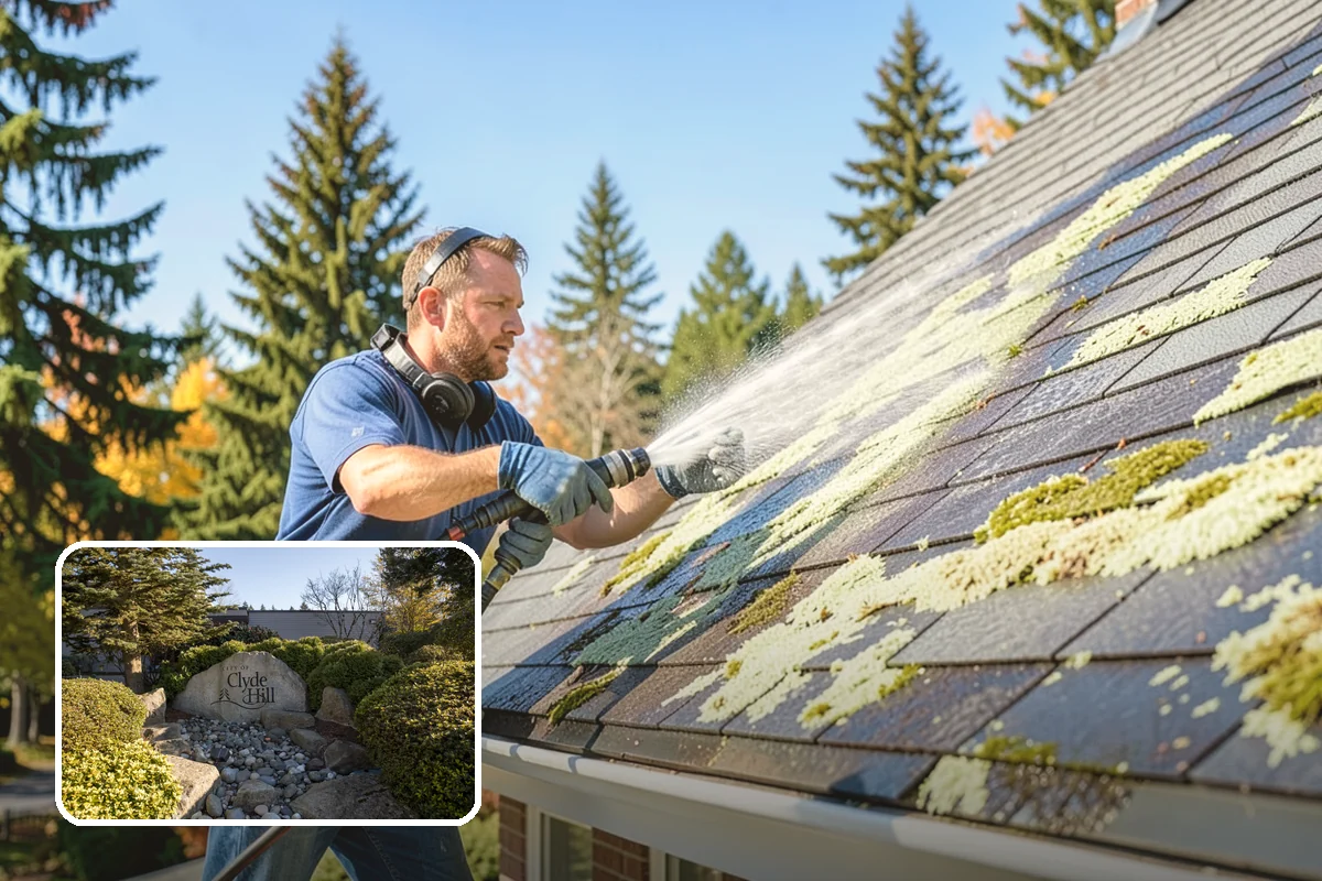 Pergola Cleaning in Clyde Hill, King County, WA - Clears mildew and moss from shaded overhead beams