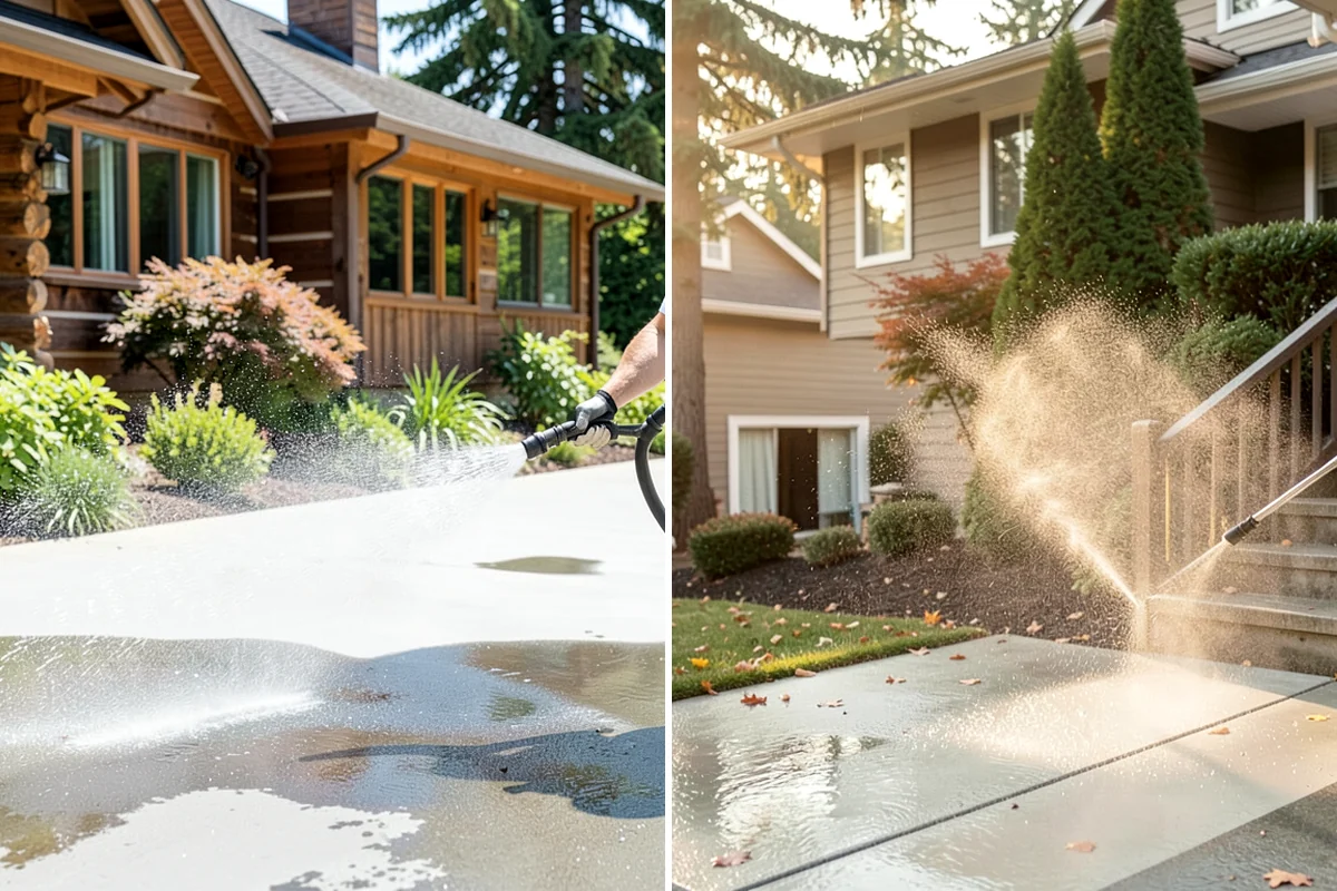 Pergola Cleaning in Concrete, Skagit County, WA - Clear loose debris from the top slats and joints