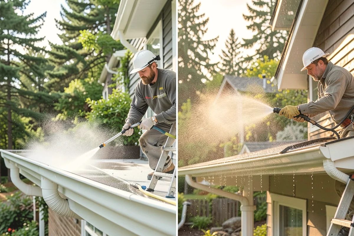 Pergola Cleaning in Covington, King County, WA - Clear loose debris from the top slats and joints