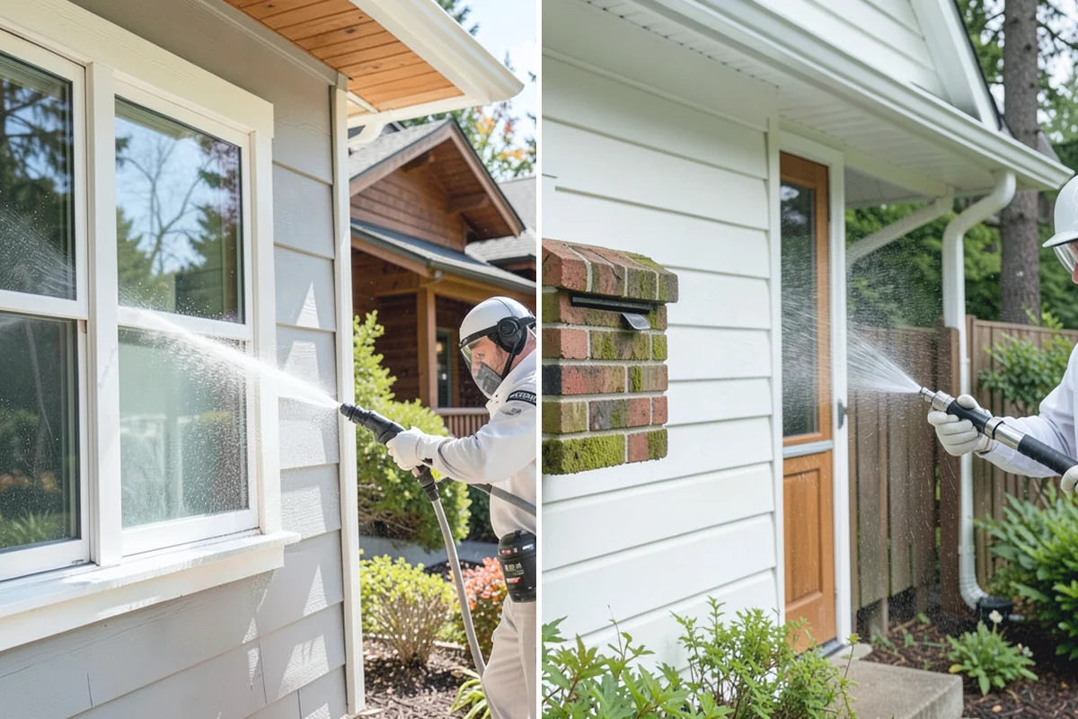 Pergola Cleaning in Darrington, Snohomish County, WA - Clear loose debris from the top slats and joints