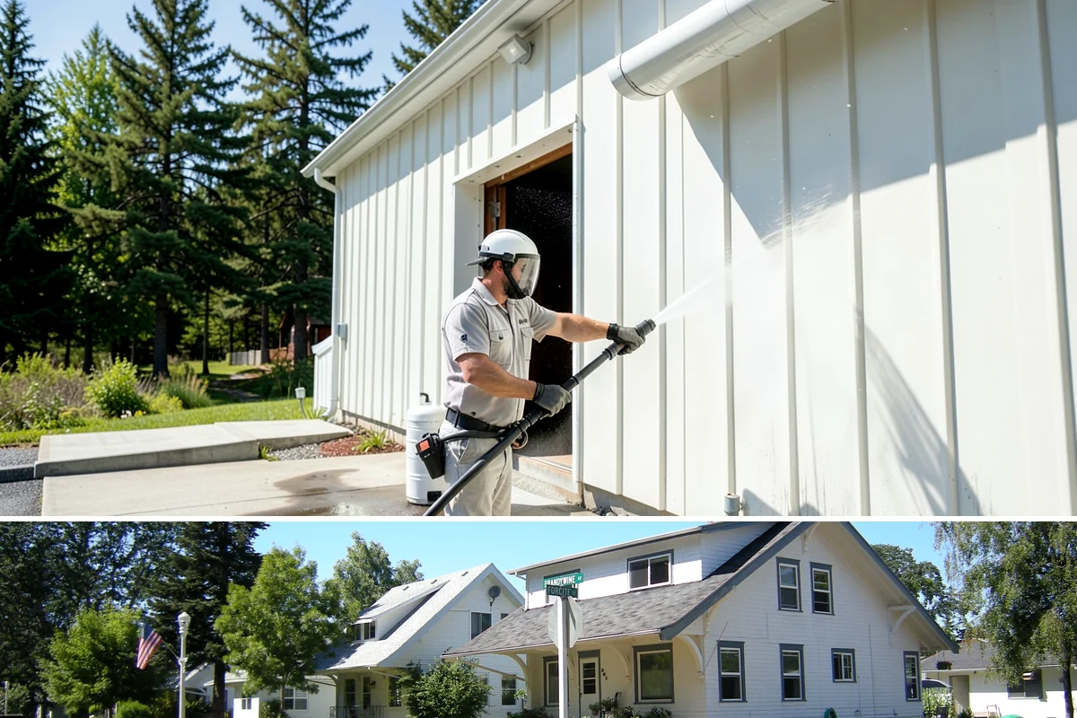 Pergola Cleaning in DuPont, Pierce County, WA - Late spring cleans off the winter's mildew and needle buildup so the pergola is ready for the outdoor season.
