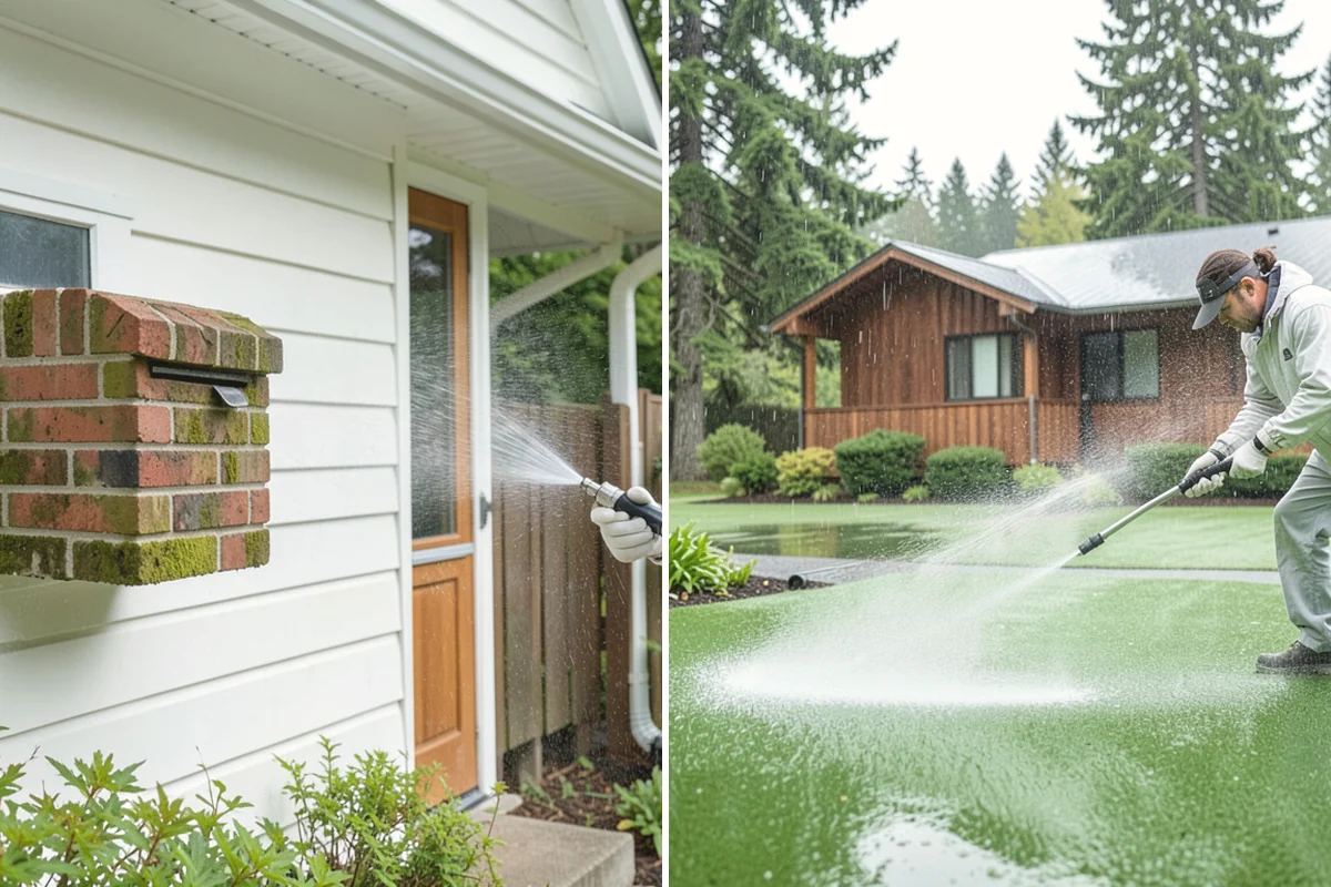Pergola Cleaning in Duvall, King County, WA - Clear loose debris from the top slats and joints
