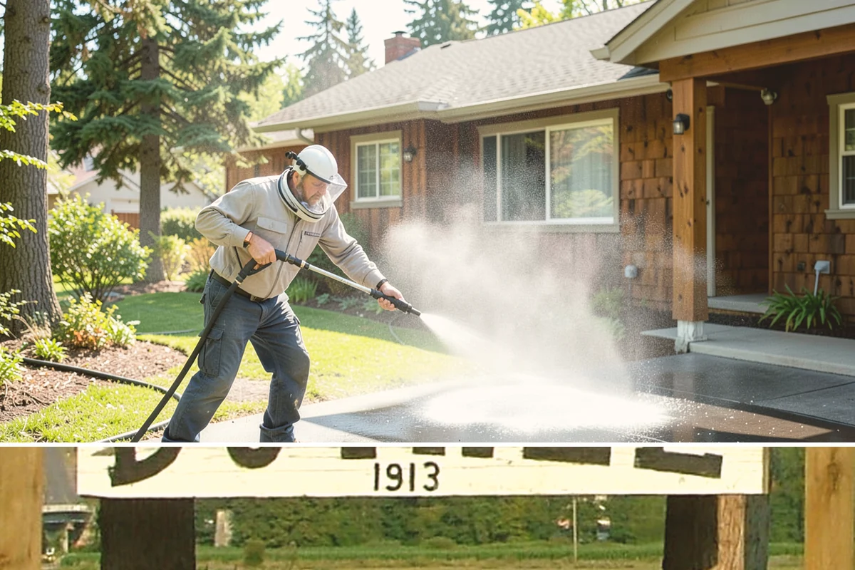 Pergola Cleaning in Duvall, King County, WA - Late spring cleans off the winter's mildew and needle buildup so the pergola is ready for the outdoor season.