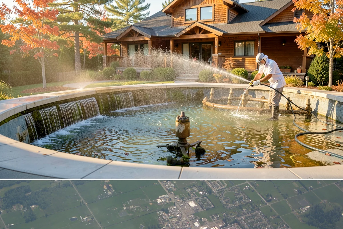 Pergola Cleaning in Enumclaw, King County, WA - Late spring cleans off the winter's mildew and needle buildup so the pergola is ready for the outdoor season.