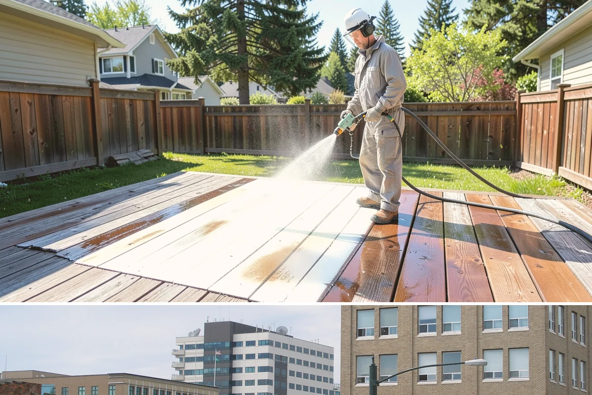 Pergola Cleaning in Everett, Snohomish County, WA - Late spring cleans off the winter's mildew and needle buildup so the pergola is ready for the outdoor season.