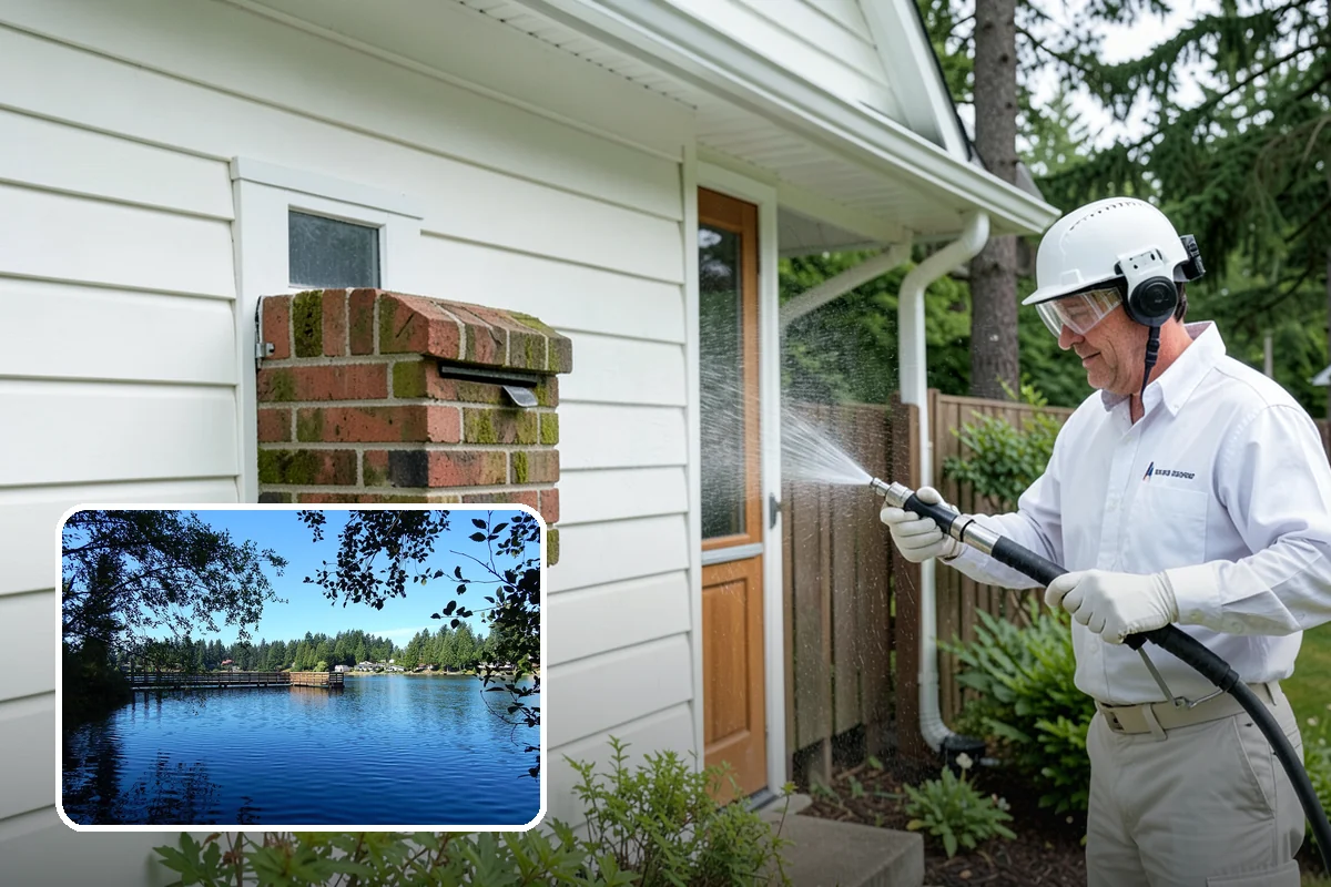 Pergola Cleaning in Federal Way, King County, WA - Clears mildew and moss from shaded overhead beams