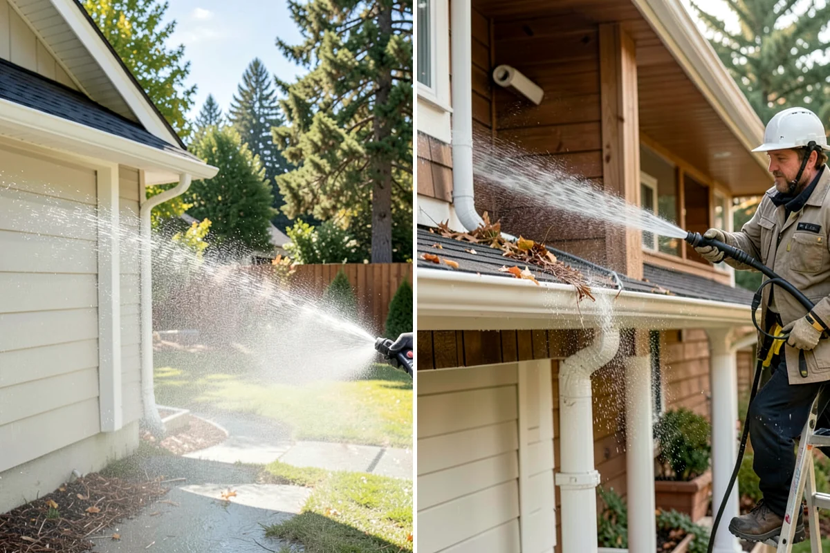 Pergola Cleaning in Federal Way, King County, WA - Clear loose debris from the top slats and joints