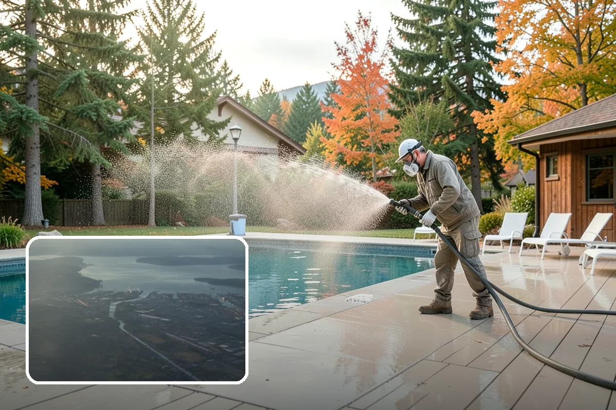 Pergola Cleaning in Fife, Pierce County, WA - Clears mildew and moss from shaded overhead beams