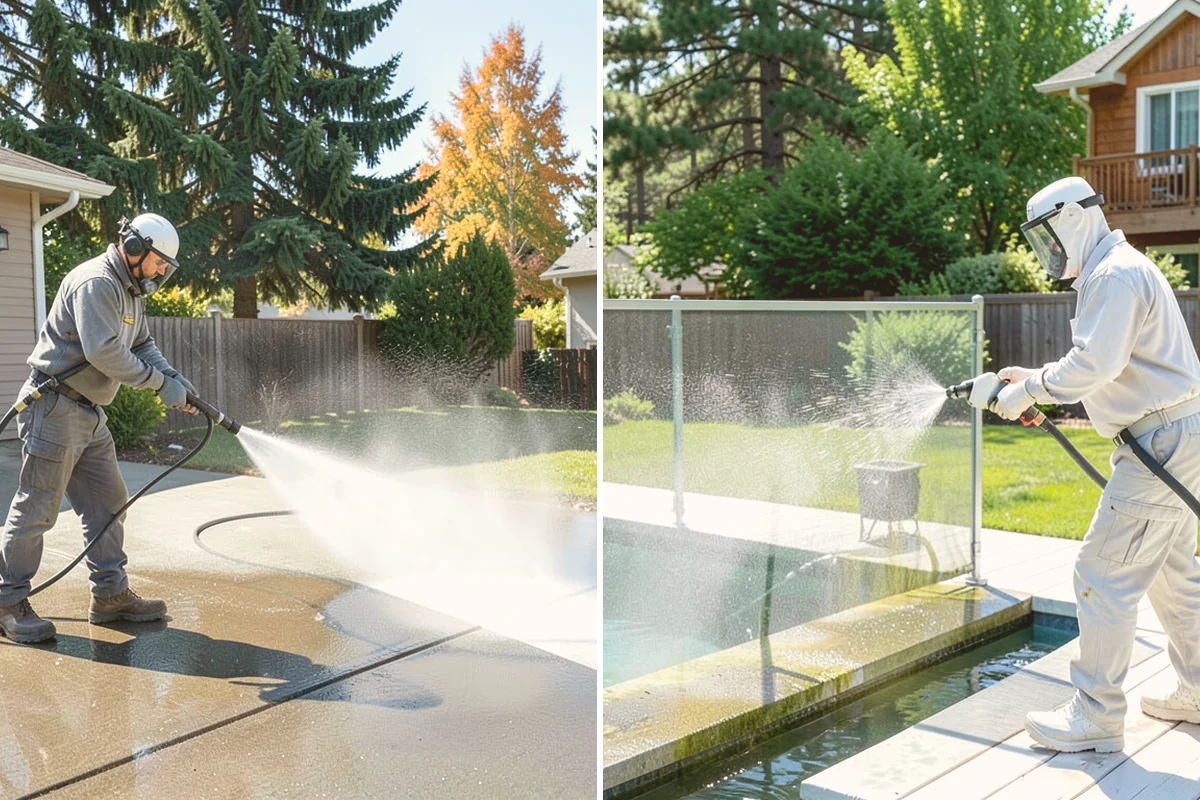 Pergola Cleaning in Fife, Pierce County, WA - Clear loose debris from the top slats and joints