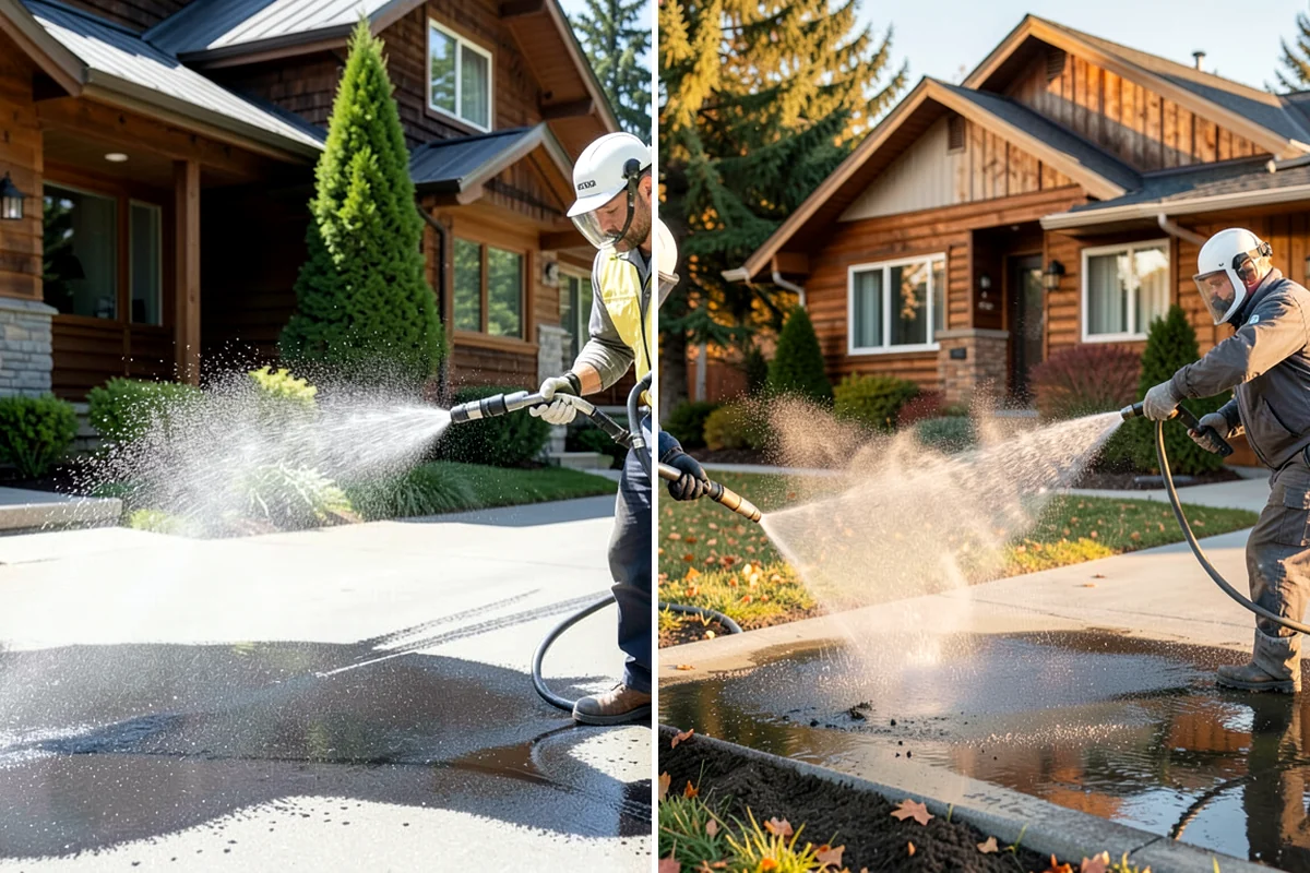 Pergola Cleaning in Gig Harbor, Pierce County, WA - Clear loose debris from the top slats and joints