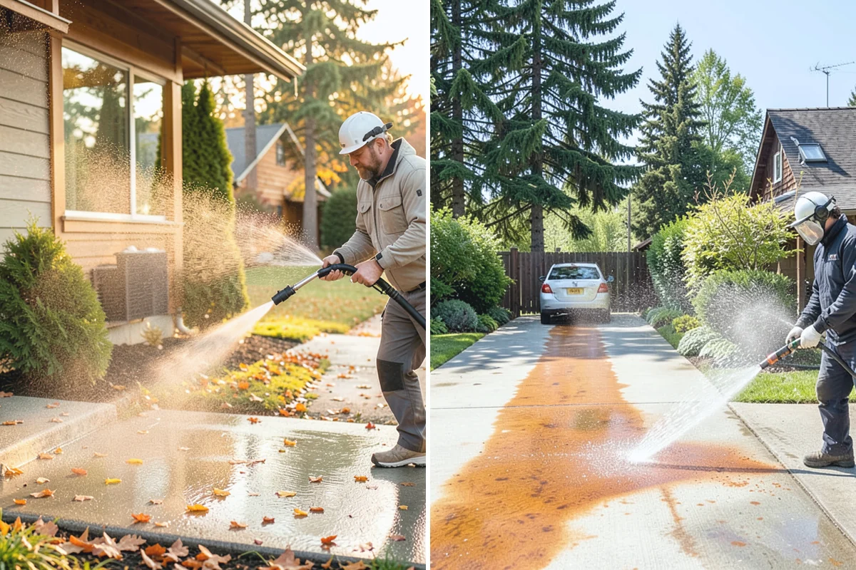 Pergola Cleaning in Granite Falls, Snohomish County, WA - Clear loose debris from the top slats and joints
