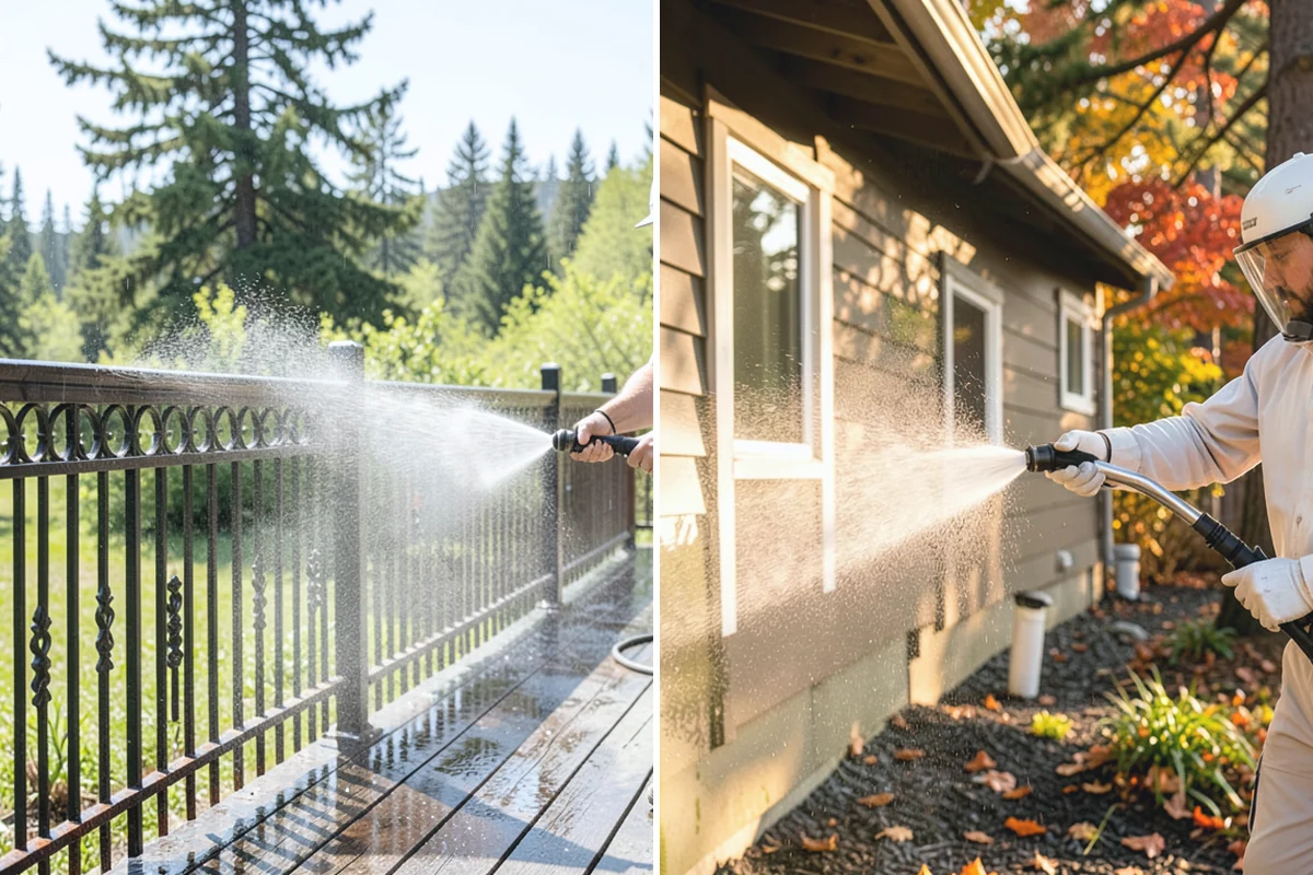 Pergola Cleaning in Hamilton, Skagit County, WA - Clear loose debris from the top slats and joints