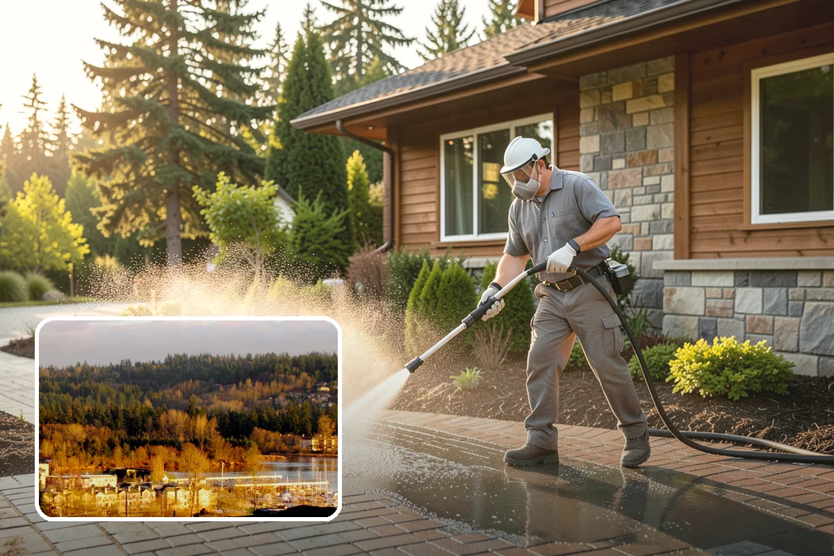 Pergola Cleaning in Kenmore, King County, WA - Clears mildew and moss from shaded overhead beams